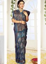 Sattin Silk Sky Blue Festival Wear Weaving Saree